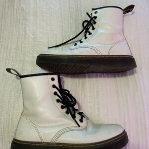 Dr. Martens White and Black Lace-Up Boots
